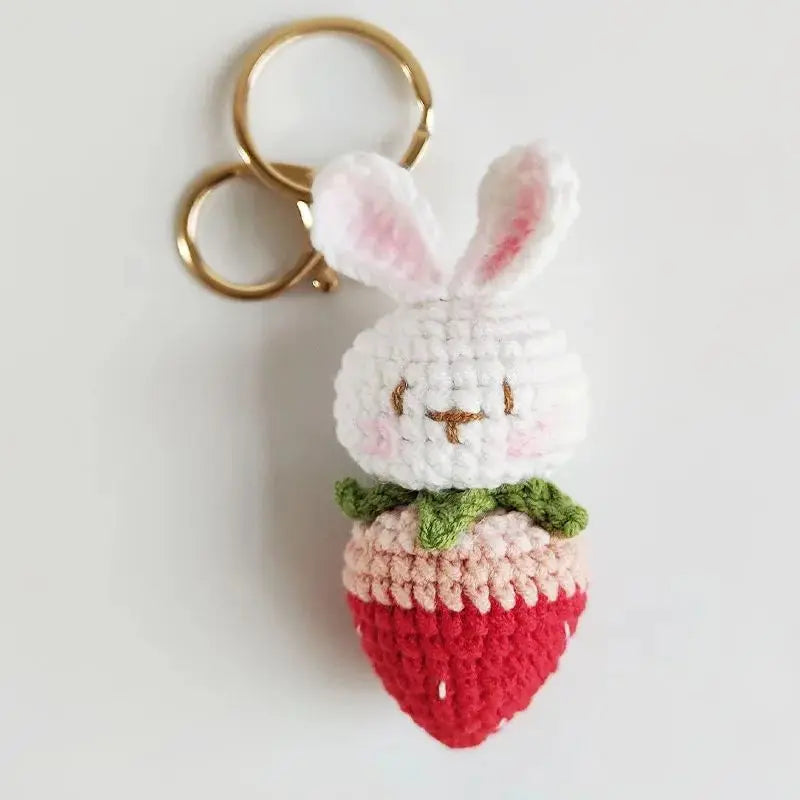 Cute Mushroom Rabbit Crochet Keychain Bunny Bag Charm