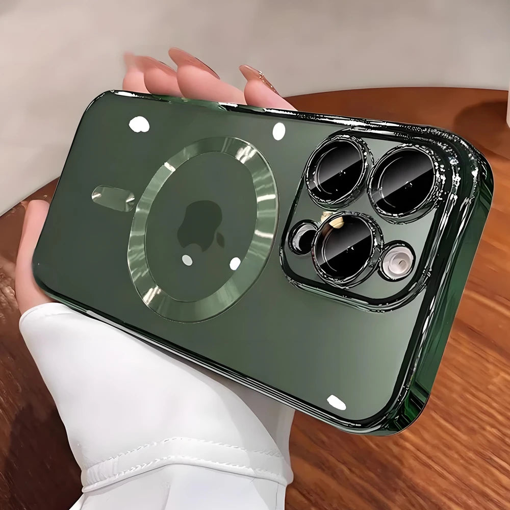 Magnetic Plating Camera Lens Protection Case For iPhone 17 16 15 14 13 12 11 18 Pro Max Case for Magsafe Wireless Charge Cover
