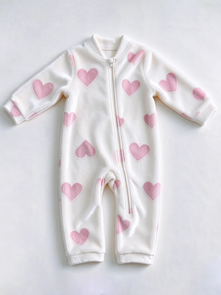 Spring Baby Romper Warm Fleece Jumpsuits for Baby Autumn Long Sleeve Infant Rompers Newborn Boy Girl Homewear Pajamas