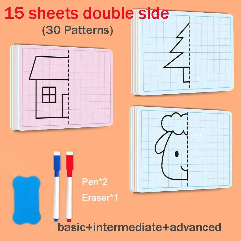 Kids Grid Symmetry Drawing Book – Fine Motor & Writing Training Toy