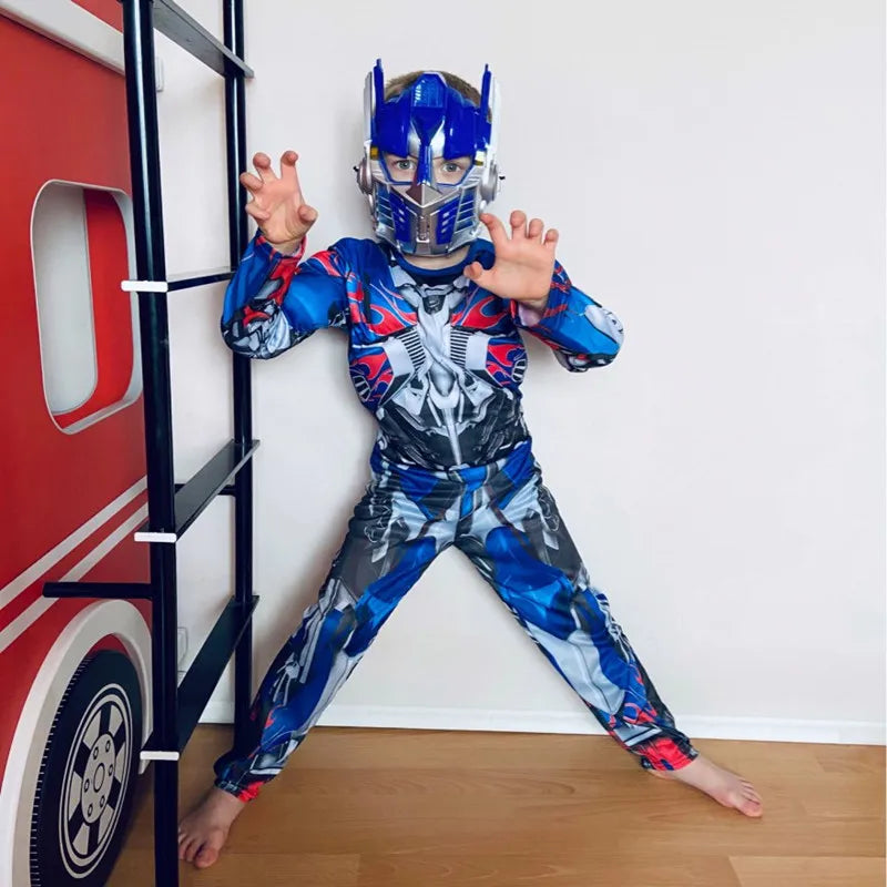 Disguise Optimus Prime Costume ，Muscle Transformer Costumes for Boys, Padded Character Jumpsuit, Kids