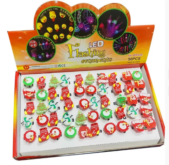 Halloween Light Up Rings for Kids,50 Pcs LED Flashing Ring Toys for Halloween Kids Party Favors Prizes and Goodie Bag Fillers