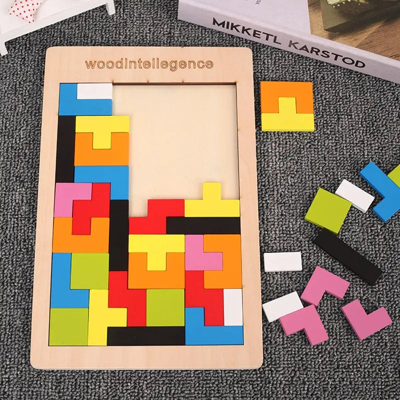 Wooden Tangram Russian Blocks Puzzle for STEM Learning and Creative Play