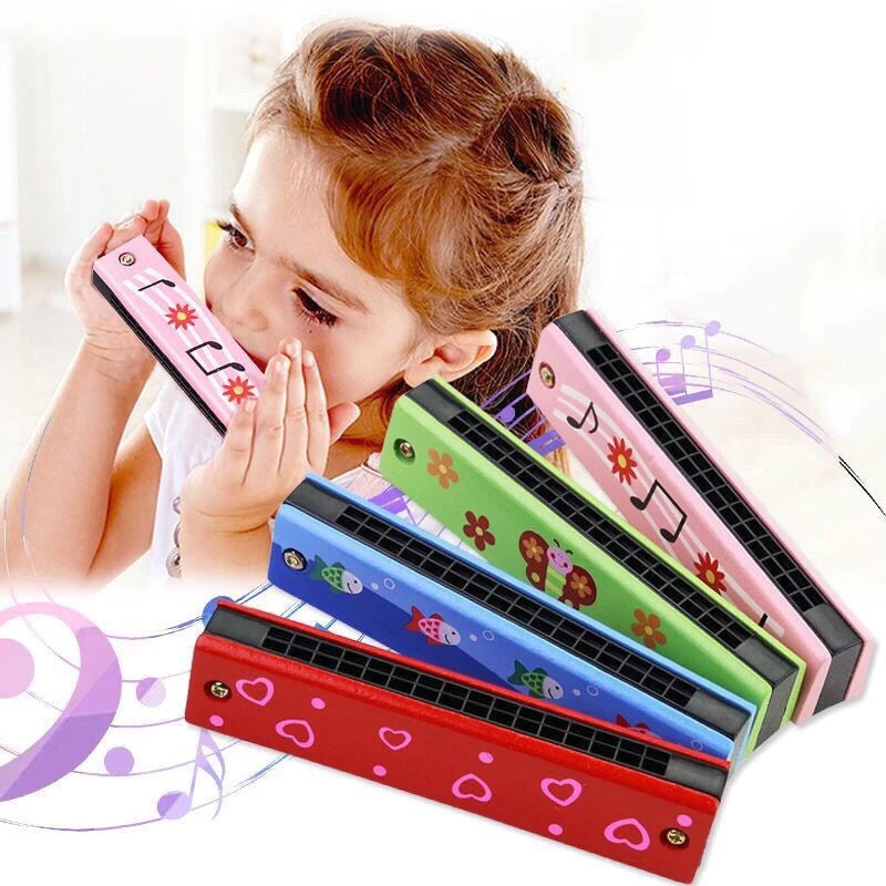 Wooden Harmonica Musical Instrument Toy for Early Learning Kids
