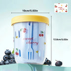 WORTHBUY Double Wall Salad Cup Portable Leak Proof Oat Container With Fork&Handle Drain Fruit Cup Cute Breakfast Cup For Student
