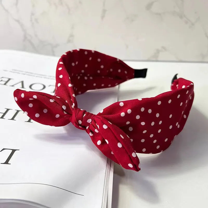 Vintage Red Bow Wide Headband for Women