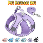 Pet Dog Harness and Leash Set for Small Medium Dog Outdoor Walking Reflective Adjustable Cat Vest Harness Chihuahua Pet Supplies