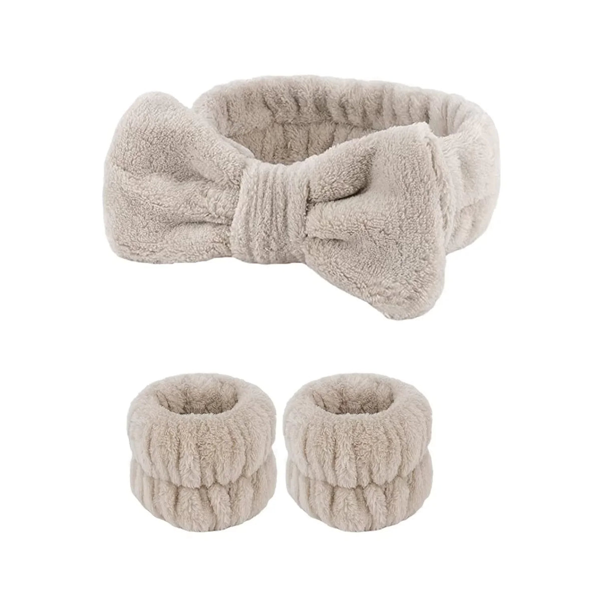 Coral Fleece Face Wash Headband & Absorbent Wristband Set