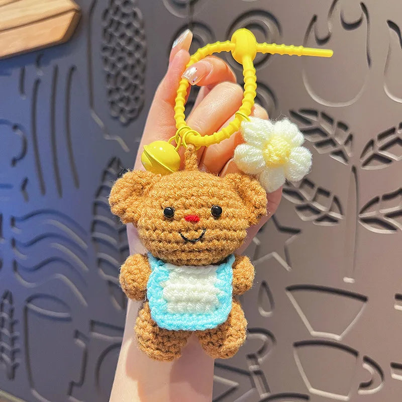 Crochet Bear Backpack Keychain Cartoon Bear Bag Charm