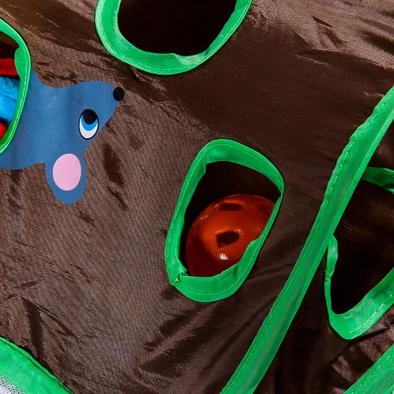 Cat Mice Game Intelligence Toy Bell Tent With 9 Hole Cats Playing Tunnel Foldable Mouse Hunt Toys Keeps Kitten Random style