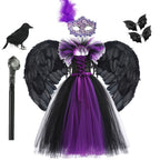 Girls Maleficent Costume Dress – Luxury Villain Tulle Gown