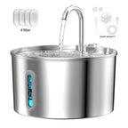 2.2L Automatic Cat Fountain Stainless Steel Pet Water Dispenser Silent Water Pump Circulation Filtering Visual Window