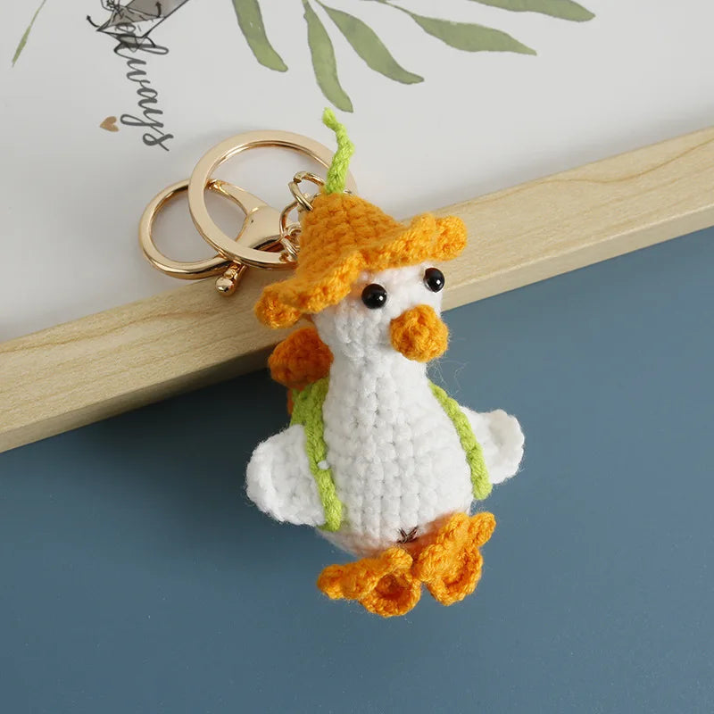 Cute Crochet Parrot Keychain Handmade Bird Bag Charm