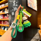 Crochet Badminton Keychain Mini Sports Bag Charm