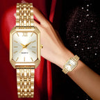 2PCS Fashion Rectangular Dial Women's Quartz Watch Love Bracelet
