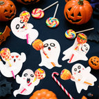 48pcs Ghost Lollipop Holder Happy Halloween Lollipop Decoration Paper Card Trick Or Treat Candy Pack kid Halloween Party