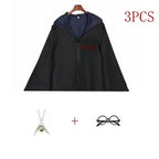 Potter Costume Robe Tie Cloak Scarf Wand Glasses Hermione Dress Flying Thief Accessories Sweater Halloween Cosplay Costume Gifts