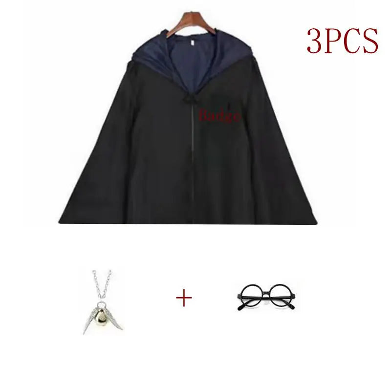 Potter Costume Robe Tie Cloak Scarf Wand Glasses Hermione Dress Flying Thief Accessories Sweater Halloween Cosplay Costume Gifts