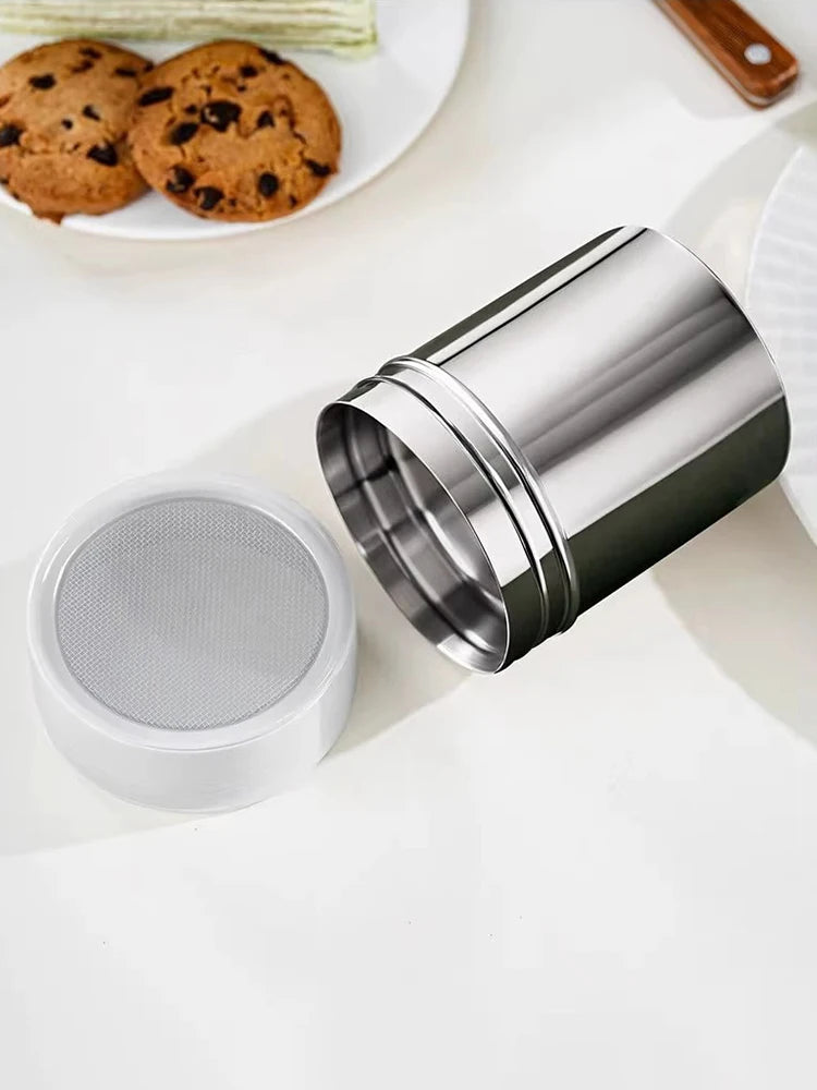 Stainless Steel Powder Shaker with Lid – Fine Mesh Cocoa & Coffee Duster