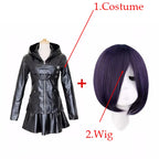 Anime Tokyo Ghoul Touka Kirishima Cosplay Costume Full Set Uniform PU Leather Black Dress Hoodie Women Halloween Fighting Dress