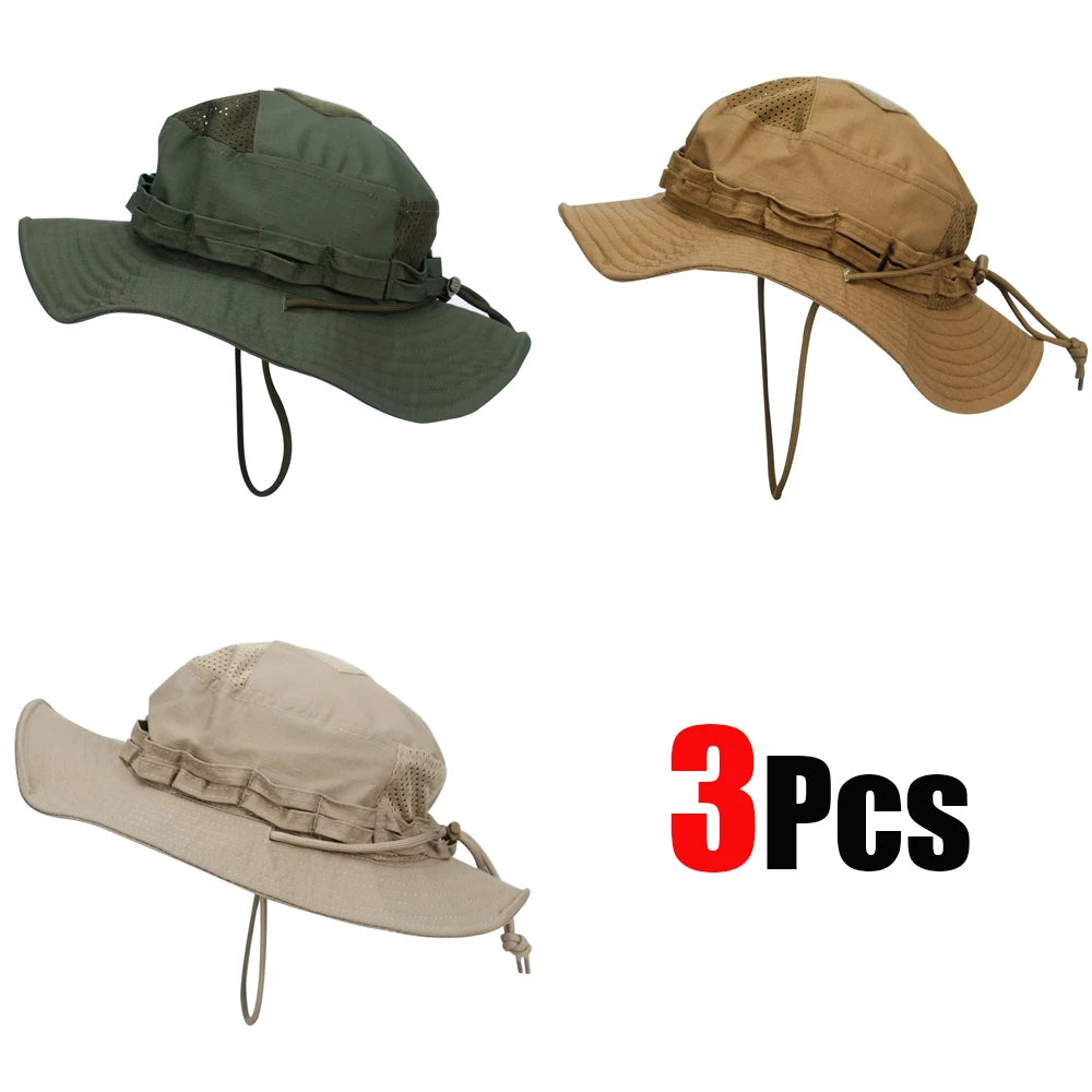 1pc/3pcs Camo Boonie Hat Sunscreen Breathable Bucket Hat Men's Outdoor Hiking Hunting Fishing Windproof Fisherman's Hat