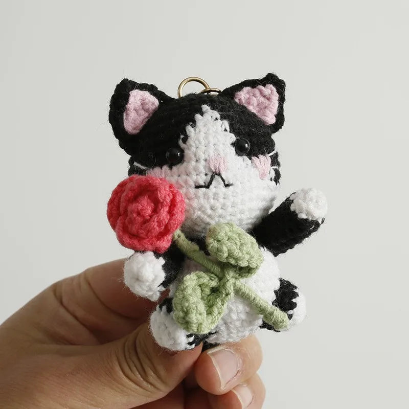 Exquisite Kitten Crochet Keychain Cute Cat Bag Charm
