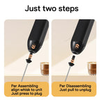 Wireless Electric Milk Frother Type-C Rechargeable Handheld Coffee Whisk Mixer