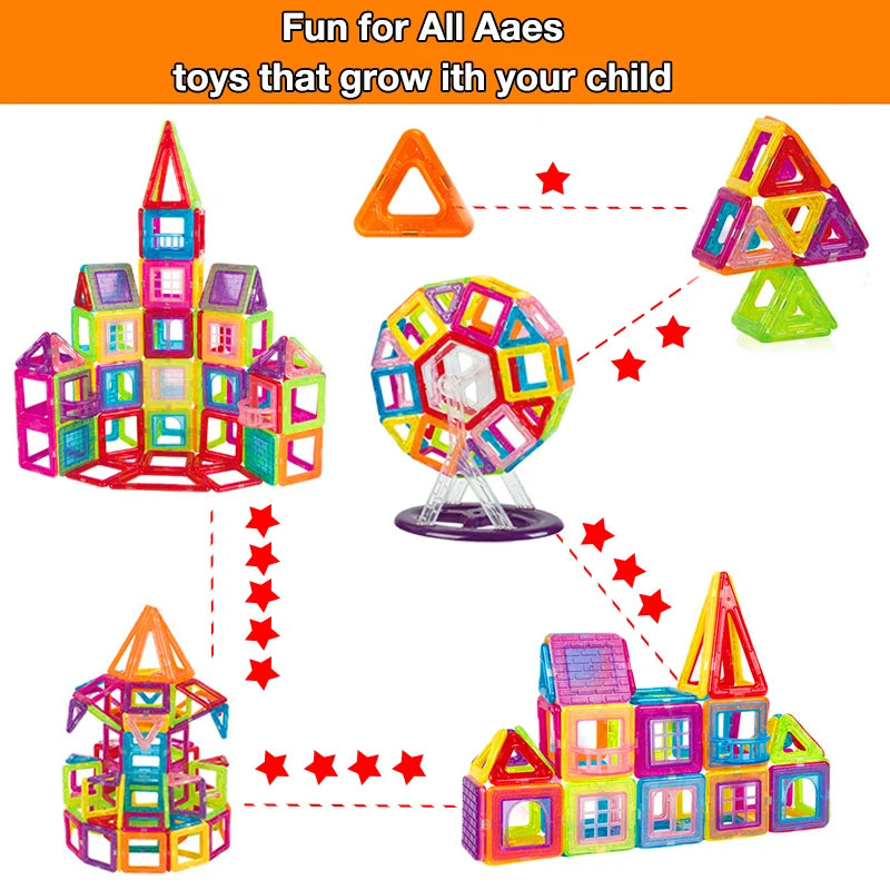64-184PCS Kids Magnetic Building Blocks – STEM Construction Toy Set