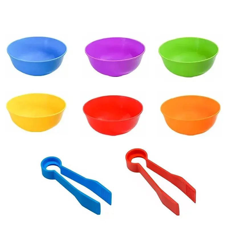 Children Counting and Sorting Toy with Pom Poms and Tweezers Set