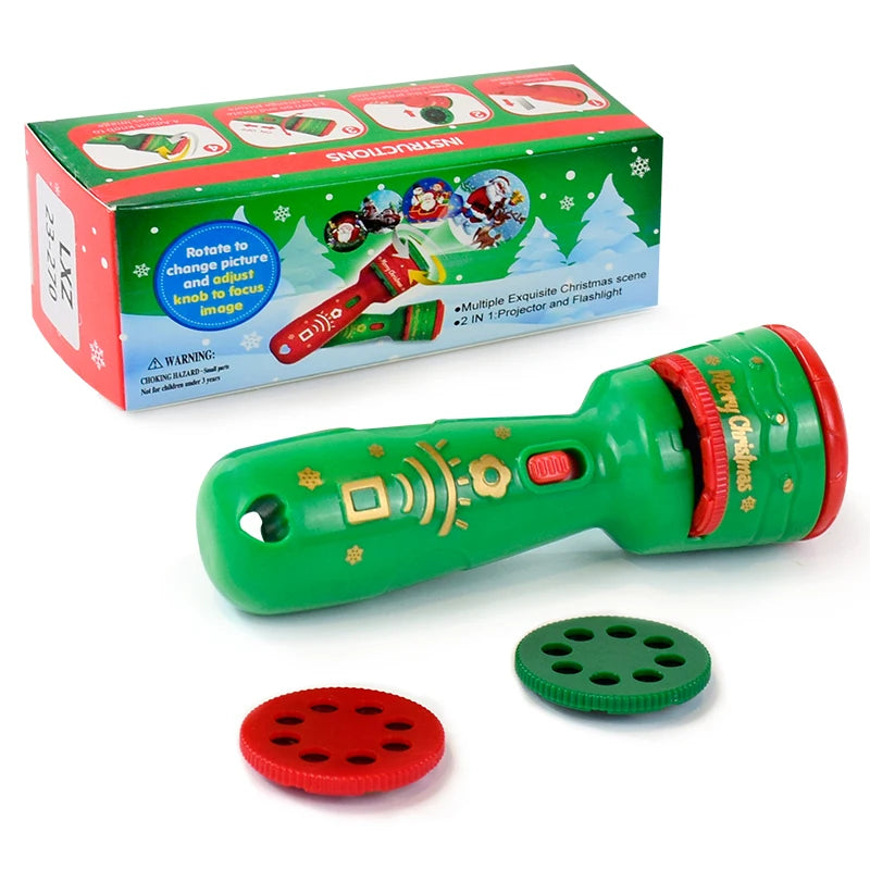 Kids Projector Flashlight Toy  Cognitive Lighting Cartoon Xmas Pattern Fun Projector Children Boy Girl Gift
