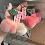 Cute Fluffy Cherry Fur Ball Keychain Bag Pendant Charm