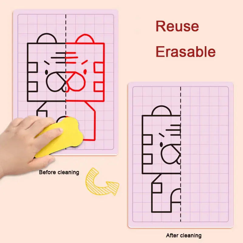 Kids Grid Symmetry Drawing Book – Fine Motor & Writing Training Toy