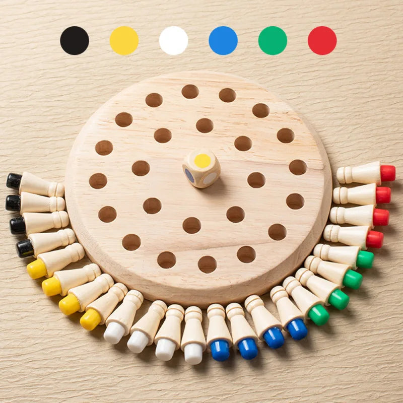 Wooden Memory Match Chess Board Montessori Educational Game for Kids