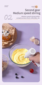 Wireless Electric Food Mixer – 3-Speed Portable Egg Beater & Frother