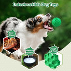 Tough Natural Rubber Dog Chew Toy Indestructible Squeaky Ball for Aggressive Chewers Beef Flavor Hexagonal Design Dental Health