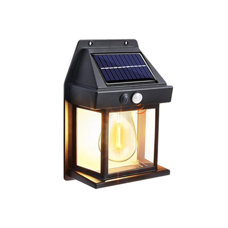 Solar-Powered Waterproof Outdoor Wall Light with Motion Sensor Tungsten Filament Garden Yard Decoration LED Lamp 3 Modes 1-4Pcs