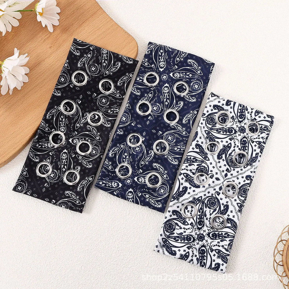 Punk Wide Elastic Eyelet Headband for Women