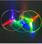 Luminous Pull Line Flying Saucer Toy - LED Light-Up Disk Helicopter Launcher for Outdoor Fun - Rotating Flying Toy for Kids Gift