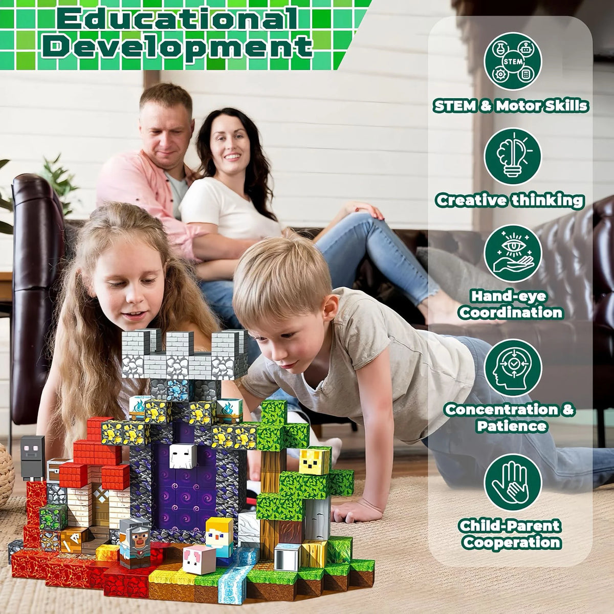 Magnetic Tiles Building Blocks – STEM Educational Toy Set