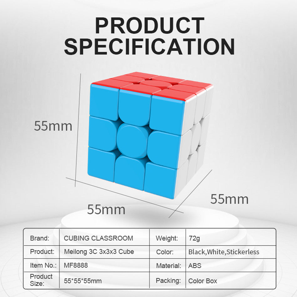 MoYu Meilong 3x3 Stickerless Speed Magic Cube Puzzle Toy