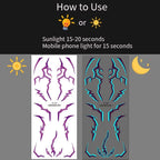 2pcs Glow in The Dark Kpop Gothic Women Face Temporary Tattoos -Cool Blue Purple Lightning & Vein Body Art Waterproof Tattoos