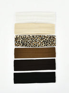 6-Pack Sports Sweatband Headbands – Solid Color & Leopard Print