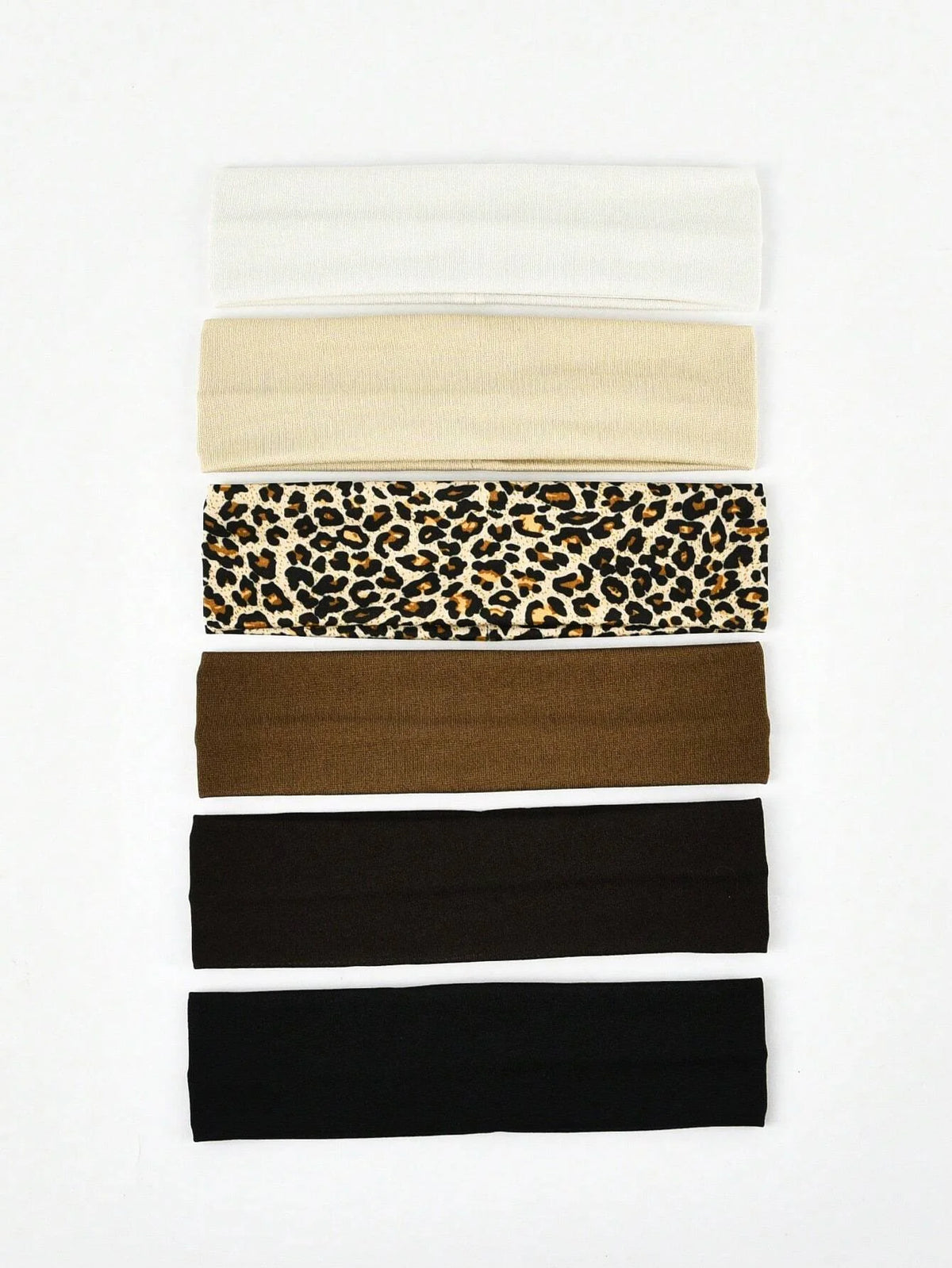 6-Pack Sports Sweatband Headbands – Solid Color & Leopard Print