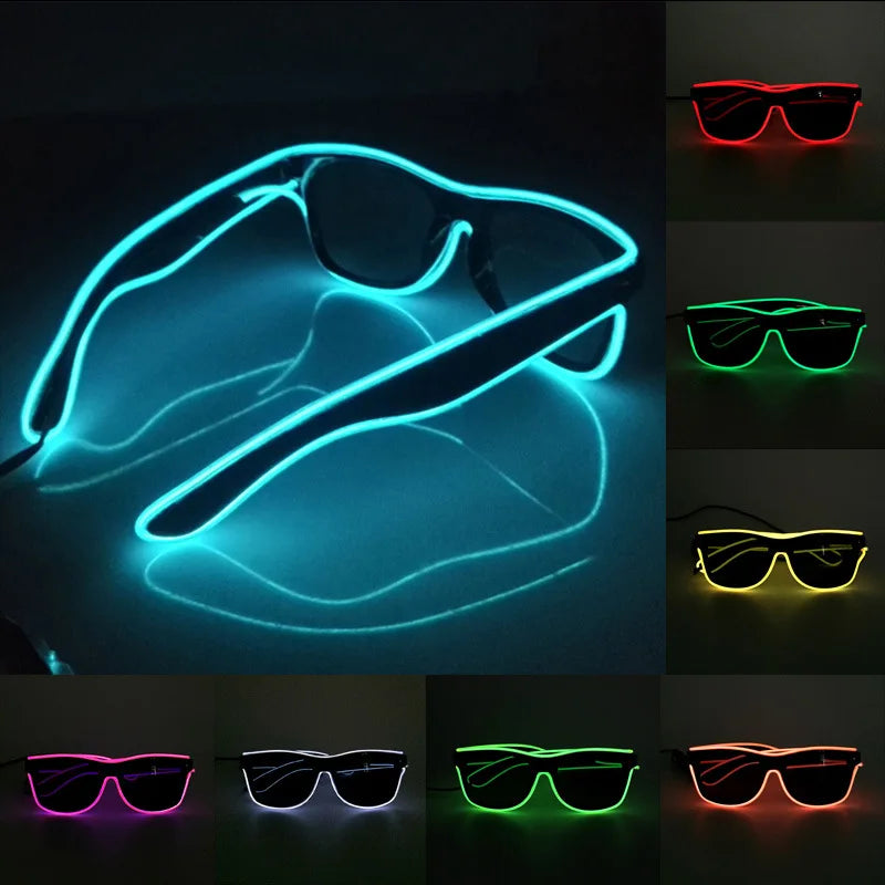 1PC Flashing EL Wire Led Glasses Luminous Party Decorative Lighting Classic Novelty Gift Bright LED Light Up Party SunGlasses