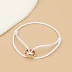 Simple Fashion Unisex Bracelet 3 Metal Round Circle Accessory Adjustable Men's Rope Bracelet for Women Jewelry Gifts