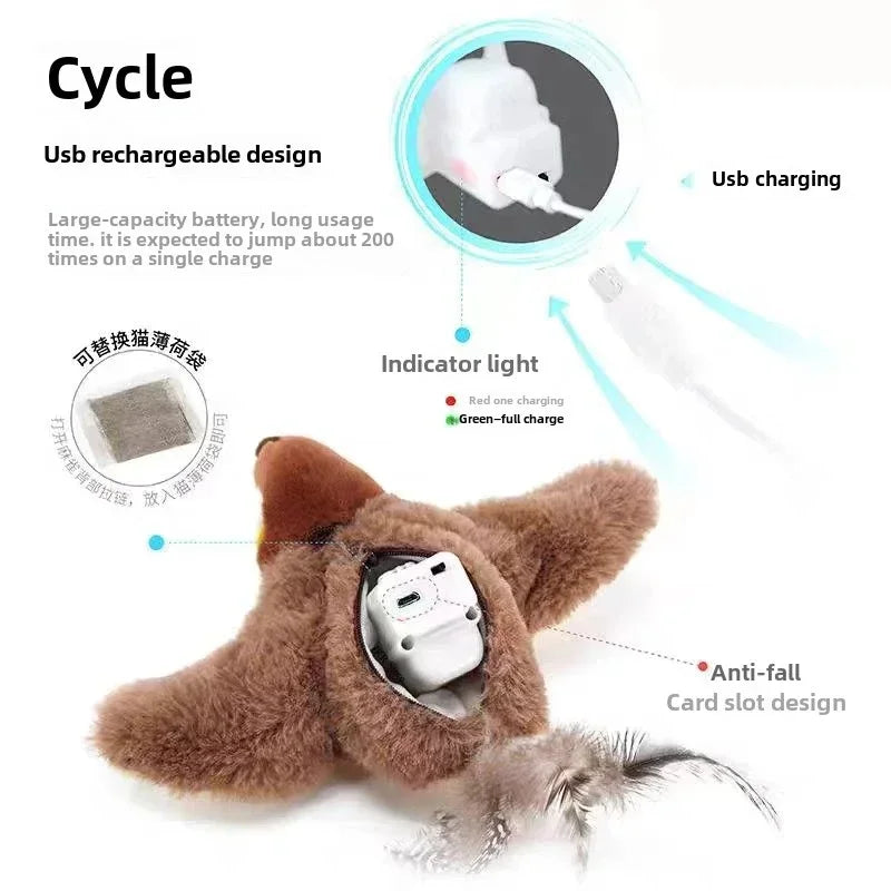 Interactive Electric Bird Cat Toy with Catnip for Indoor Play