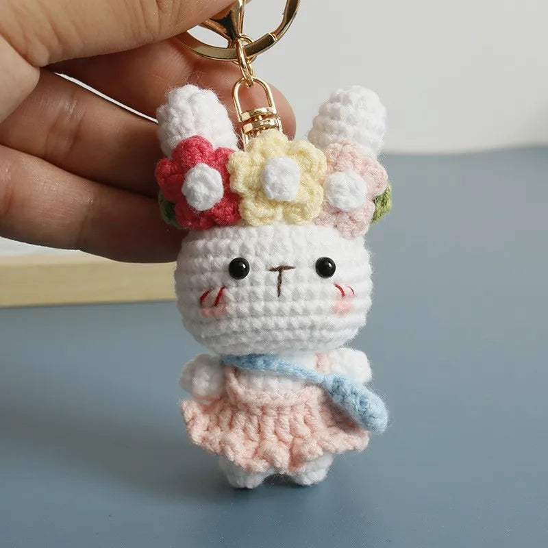 Cute Mushroom Rabbit Crochet Keychain Bunny Bag Charm