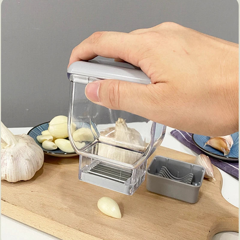 Manual Garlic Press Grinder – Multifunction Garlic Crusher, Cutter & Peeler Kitchen Tool