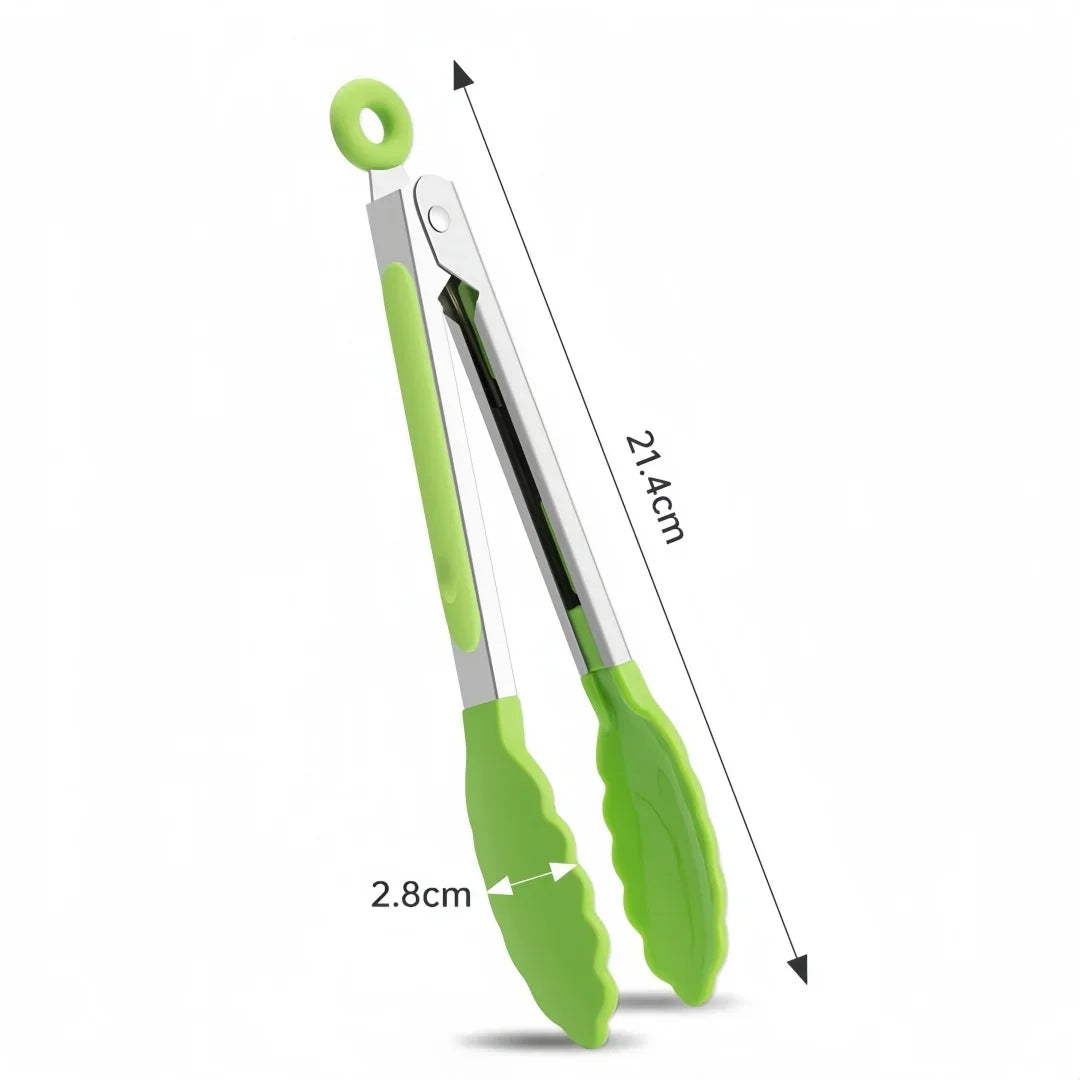 Anti-Slip Stainless Steel Cooking and Serving Tongs for Kitchen