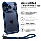 Luxury Transparent Shockproof Phone Case For iPhone 18 17 13 12 Pro Max 16 15 14 Plus Air with Wrist Strap Lens Protector Cover